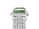White gold Fancy Green Princess Cut Halo Diamond Ring with Split Shank and Four-Prong Setting_39
