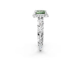 White gold Fancy Green Princess Cut Halo Diamond Solitaire with Filigree Band and Four-Prong Setting_14