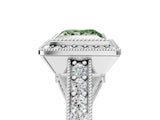 White gold Fancy Green Princess Cut Halo Diamond Split Shank Pave Ring_5