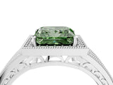 White gold Fancy Green Princess Cut Halo Diamond Split Shank Ring with Prong Setting_4