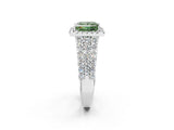 White gold Fancy Green Princess Cut Halo Pavé Diamond Engagement Ring with Split Shank and Four-Prong Setting_5