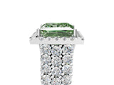 White gold Fancy Green Princess Cut Halo Pavé Diamond Engagement Ring with Split Shank and Four-Prong Setting_8