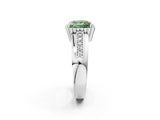 White gold Fancy Green Princess  Cut Halo Pave Band Four-Prong Ring_31