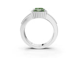 White gold Fancy Green Princess  Cut Halo Pave Band Four-Prong Ring_32