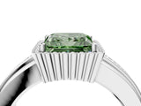 White gold Fancy Green Princess  Cut Halo Pave Band Four-Prong Ring_32