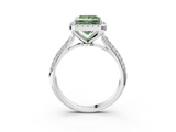 White gold Fancy Green Princess  Cut Halo Pave Band Four-Prong Setting Ring_3