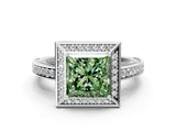 White gold Fancy Green Princess  Cut Halo Pave Split Shank Prong Setting Ring_31