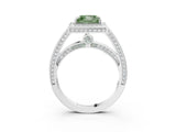 White gold Fancy Green Princess  Cut Halo Pave Split Shank Prong Setting Ring_35