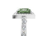 White gold Fancy Green Princess  Cut Halo Pave Split Shank Prong Setting Ring_37
