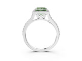 White gold Fancy Green Princess Cut Halo Round Diamond Pavé Band with Four-Prong Setting_18