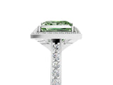 White gold Fancy Green Princess Cut Halo Round Diamond Pavé Band with Four-Prong Setting_26