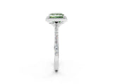 White gold Fancy Green Princess Cut Halo Round Diamond Pavé Band with Four-Prong Setting_27