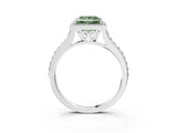 White gold Fancy Green Princess Cut Halo Round Diamond Pavé Band with Four-Prong Setting_28