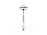 White gold Fancy Green Princess Cut Halo Round Diamond Pavé Band with Four-Prong Setting_39