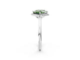White gold Fancy Green Princess Cut Halo Round Diamond Solitaire Engagement Ring with Pave Band and Four-Prong Setting_26
