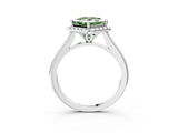 White gold Fancy Green Princess Cut Halo Round Diamond Solitaire Engagement Ring with Pave Band and Four-Prong Setting_27