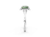White gold Fancy Green Princess Cut Halo Round Diamond Solitaire Ring with Pavé Band and Four-Prong Setting_14