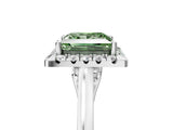 White gold Fancy Green Princess Cut Halo Round Diamond Solitaire Ring with Pavé Band and Four-Prong Setting_17