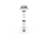 White gold Fancy Green Princess Cut Halo Round Diamond Twist Band with Four-Prong Setting_26