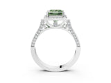 White gold Fancy Green Princess Cut Halo Round Diamond Twist Band with Four-Prong Setting_27