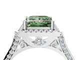 White gold Fancy Green Princess Cut Halo Round Diamond Twist Band with Four-Prong Setting_28