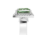 White gold Fancy Green Princess Cut Halo Round Diamond Twist Band with Four-Prong Setting_29