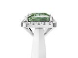 White gold Fancy Green Princess  Cut Halo Solitaire Engagement Ring with Square Band and Four-Prong Setting_101