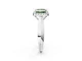 White gold Fancy Green Princess  Cut Halo Solitaire Engagement Ring with Square Band and Four-Prong Setting_109