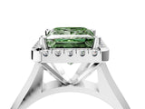 White gold Fancy Green Princess  Cut Halo Solitaire Engagement Ring with Square Band and Four-Prong Setting_111