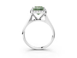 White gold Fancy Green Princess  Cut Halo Solitaire Engagement Ring with Square Band and Four-Prong Setting_116