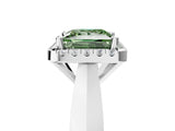 White gold Fancy Green Princess  Cut Halo Solitaire Engagement Ring with Square Band and Four-Prong Setting_118