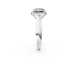 White gold Fancy Green Princess  Cut Halo Solitaire Engagement Ring with Square Band and Four-Prong Setting_14