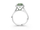 White gold Fancy Green Princess  Cut Halo Solitaire Engagement Ring with Square Band and Four-Prong Setting_15