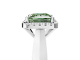 White gold Fancy Green Princess  Cut Halo Solitaire Engagement Ring with Square Band and Four-Prong Setting_17