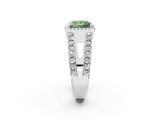 White gold Fancy Green Princess  Cut Halo Split Shank Diamond Ring with Four-Prong Setting_2