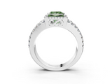 White gold Fancy Green Princess  Cut Halo Split Shank Diamond Ring with Four-Prong Setting_3