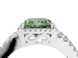 White gold Fancy Green Princess  Cut Halo Split Shank Diamond Ring with Four-Prong Setting_4