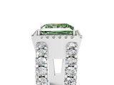 White gold Fancy Green Princess  Cut Halo Split Shank Diamond Ring with Four-Prong Setting_5