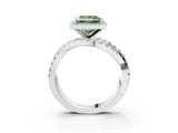White gold Fancy Green Princess  Cut Halo Split Shank Prong Setting Ring_27