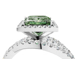 White gold Fancy Green Princess  Cut Halo Split Shank Prong Setting Ring_28