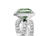 White gold Fancy Green Princess  Cut Halo Split Shank Prong Setting Ring_29