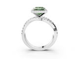White gold Fancy Green Princess  Cut Halo Split Shank Prong Setting Ring_3