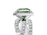 White gold Fancy Green Princess  Cut Halo Split Shank Prong Setting Ring_5