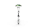 White gold Fancy Green Princess Cut Halo Twist Band with Four-Prong Setting_76
