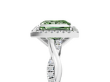 White gold Fancy Green Princess  Cut Halo Twisted Band Four-Prong Ring_5