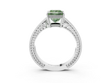 White gold Fancy Green Princess  Cut Milgrain Channel Set Engagement Ring with Solitaire Prong Setting_3