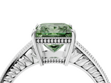 White gold Fancy Green Princess  Cut Milgrain Channel Set Engagement Ring with Solitaire Prong Setting_4