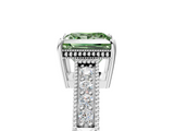 White gold Fancy Green Princess  Cut Milgrain Channel Set Engagement Ring with Solitaire Prong Setting_5
