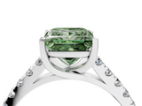 White gold Fancy Green Princess  Cut Pavé Band Solitaire Ring with Four-Prong Setting_10