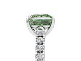 White gold Fancy Green Princess  Cut Pavé Band Solitaire Ring with Four-Prong Setting_16
